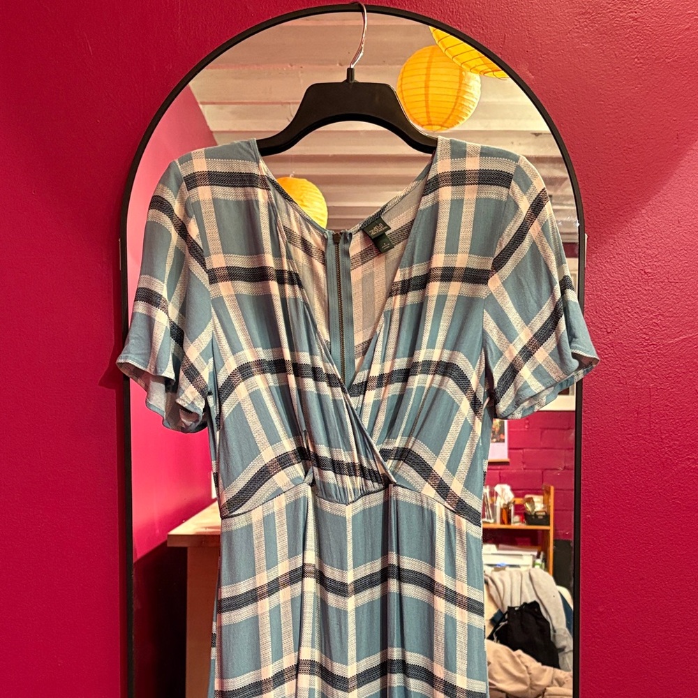 Wild Fable Blue Plaid Jumpsuit